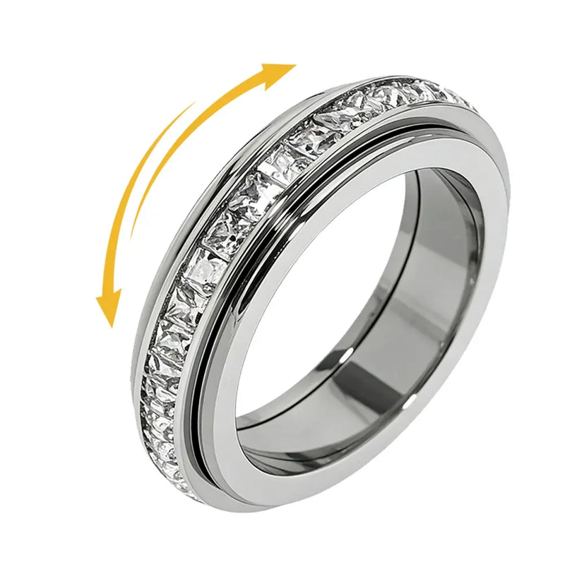 Anillo Antiansiedad de Acero Inoxidable con Circonita