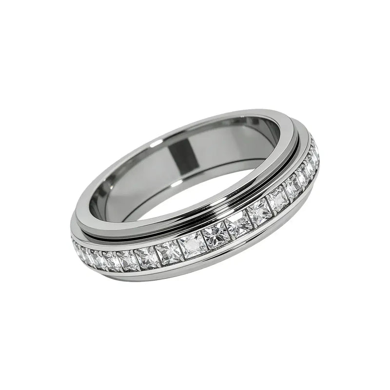 Anillo Antiansiedad de Acero Inoxidable con Circonita