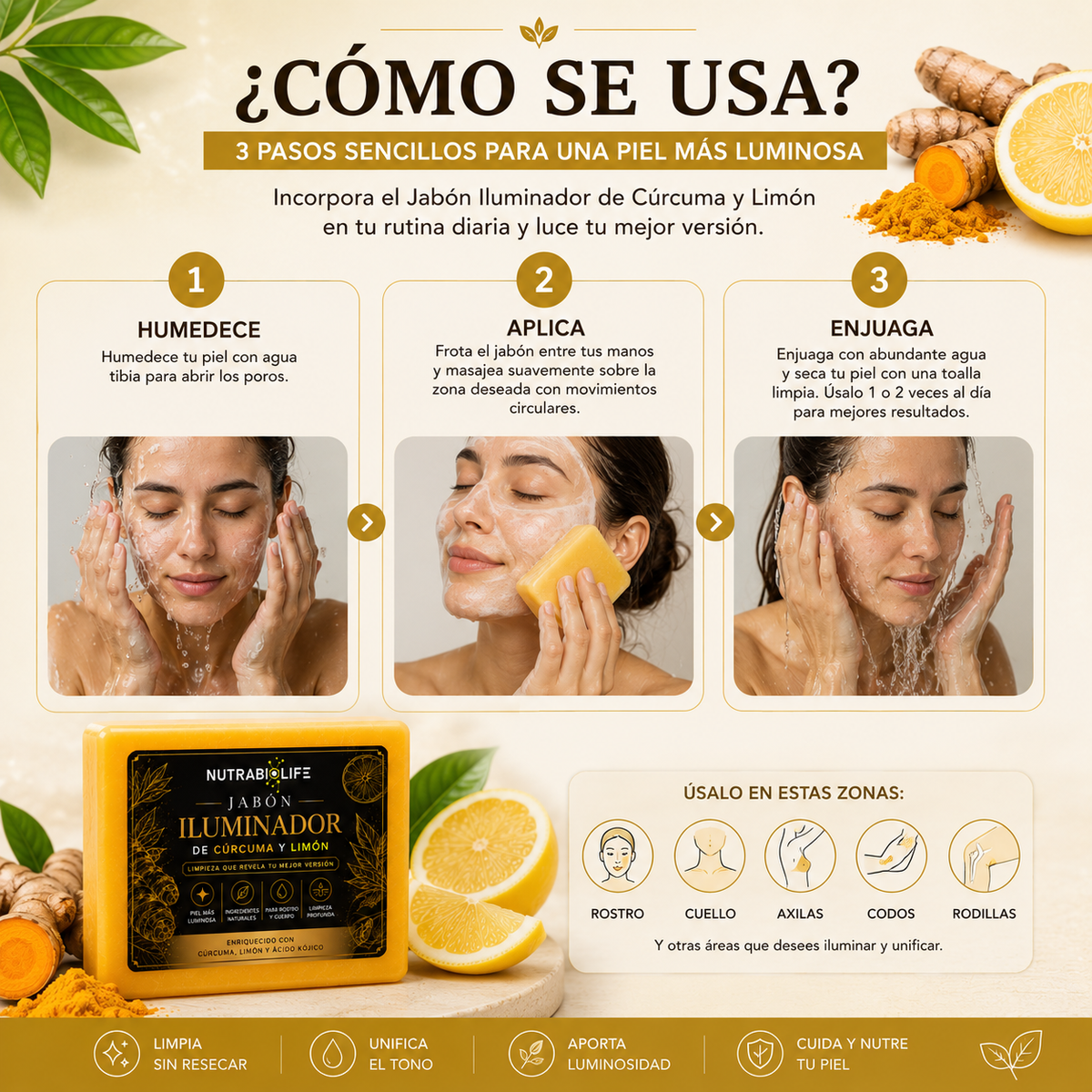 Jabón Natural Iluminador de Cúrcuma y Limón™