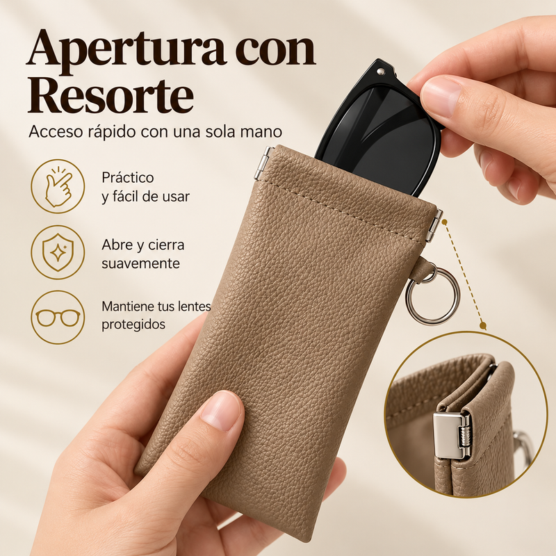 Estuche Protector de Cuero para Lentes