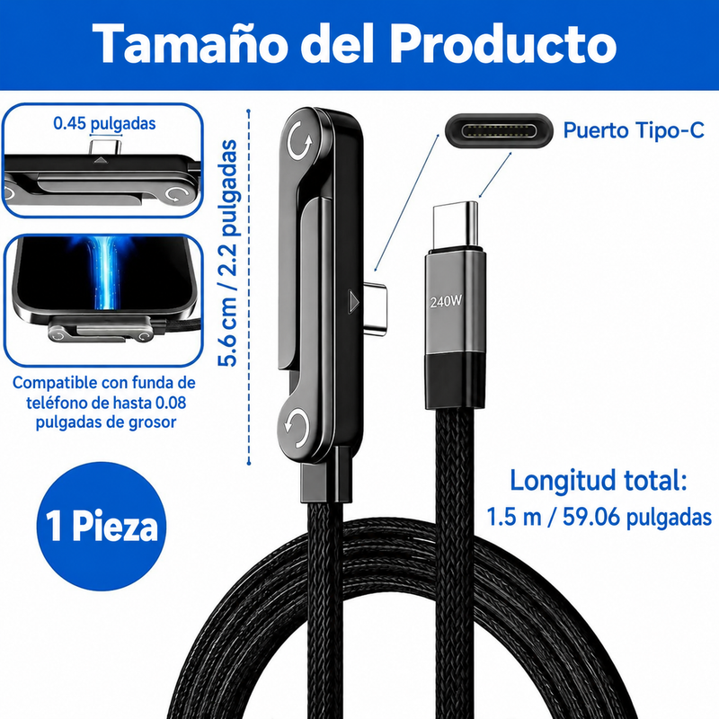 Cable USB C con Soporte Plegable Invisible