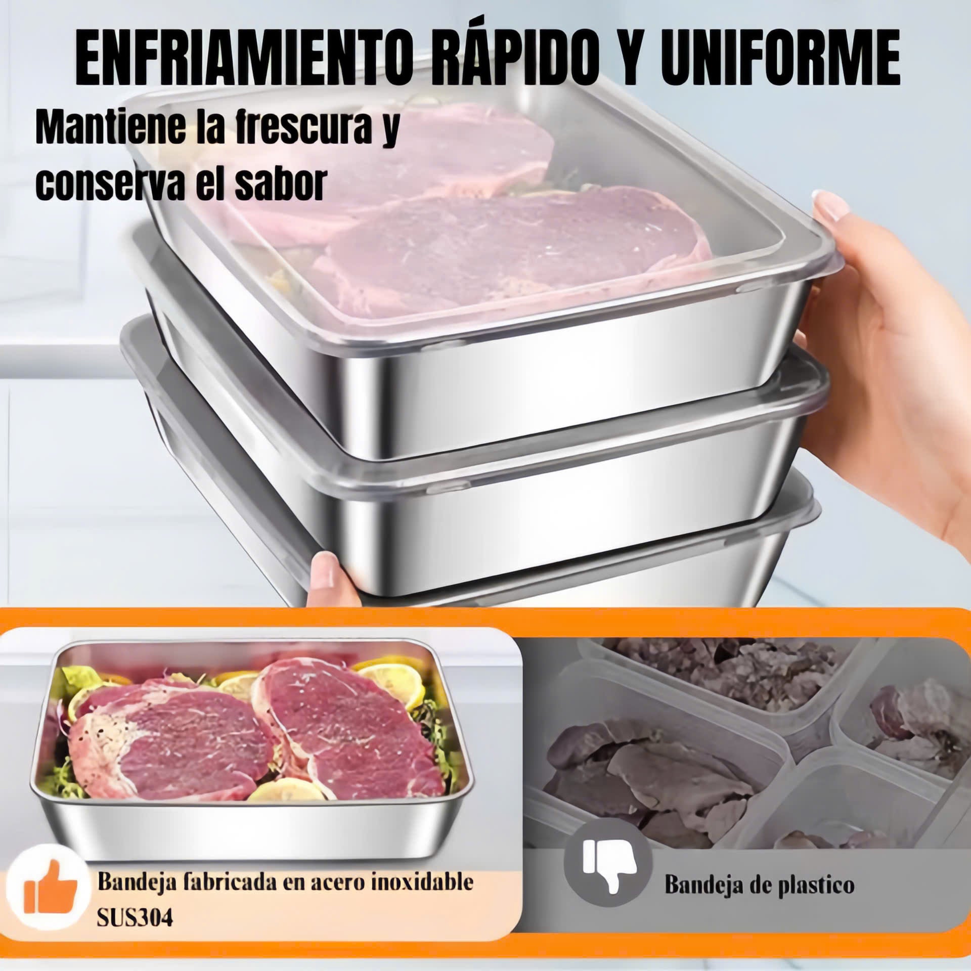 3x1 InoxBox™: Comida Segura y Fresca (25x20x5.5cm)