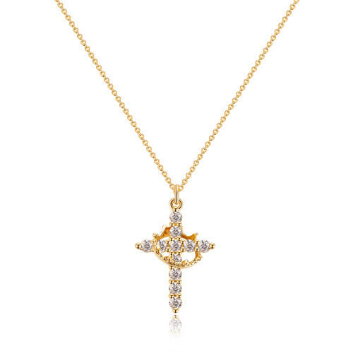 Collar Cruz con Corona Brillante